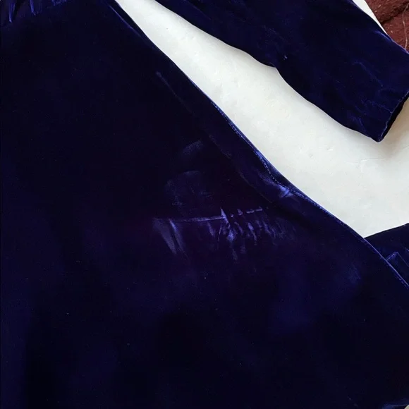 Vintage 70’s Milkmaid Velvet Goth Blue Peasant Gunne Sax 80’s Maxi Dress Gown M - Picture 13 of 17